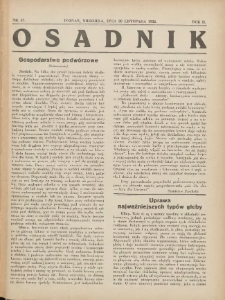 Osadnik. Dodatek do: Poradnik Gospodarski: pismo tygodniowe: organ kółek rolniczych w Wielkiem Księstwie Poznańskiem: organ kółek włościańsko-rolniczych w Wielkiem Księstwie Poznańskiem. 1932.11.20 R.2 Nr47
