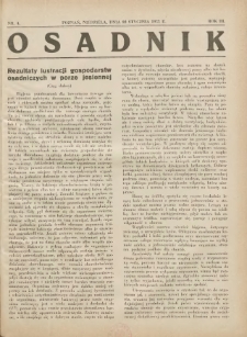 Osadnik. Dodatek do: Poradnik Gospodarski: pismo tygodniowe: organ kółek rolniczych w Wielkiem Księstwie Poznańskiem: organ kółek włościańsko-rolniczych w Wielkiem Księstwie Poznańskiem. 1932.01.22 R.3 Nr4
