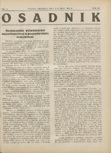 Osadnik. Dodatek do: Poradnik Gospodarski: pismo tygodniowe: organ kółek rolniczych w Wielkiem Księstwie Poznańskiem: organ kółek włościańsko-rolniczych w Wielkiem Księstwie Poznańskiem. 1932.02.05 R.3 Nr6
