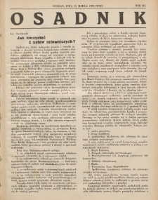 Osadnik. Dodatek do: Poradnik Gospodarski: pismo tygodniowe: organ kółek rolniczych w Wielkiem Księstwie Poznańskiem: organ kółek włościańsko-rolniczych w Wielkiem Księstwie Poznańskiem. 1932.03.15 R.3 Nr