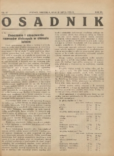 Osadnik. Dodatek do: Poradnik Gospodarski: pismo tygodniowe: organ kółek rolniczych w Wielkiem Księstwie Poznańskiem: organ kółek włościańsko-rolniczych w Wielkiem Księstwie Poznańskiem. 1933.07.23 R.3 Nr27