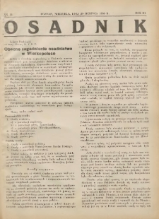 Osadnik. Dodatek do: Poradnik Gospodarski: pismo tygodniowe: organ kółek rolniczych w Wielkiem Księstwie Poznańskiem: organ kółek włościańsko-rolniczych w Wielkiem Księstwie Poznańskiem. 1933.08.20 R.3 Nr31