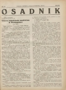 Osadnik. Dodatek do: Poradnik Gospodarski: pismo tygodniowe: organ kółek rolniczych w Wielkiem Księstwie Poznańskiem: organ kółek włościańsko-rolniczych w Wielkiem Księstwie Poznańskiem. 1933.09.24 R.3 Nr36