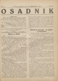 Osadnik. Dodatek do: Poradnik Gospodarski: pismo tygodniowe: organ kółek rolniczych w Wielkiem Księstwie Poznańskiem: organ kółek włościańsko-rolniczych w Wielkiem Księstwie Poznańskiem. 1933.10.22 R.3 Nr40