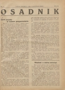 Osadnik. Dodatek do: Poradnik Gospodarski: pismo tygodniowe: organ kółek rolniczych w Wielkiem Księstwie Poznańskiem: organ kółek włościańsko-rolniczych w Wielkiem Księstwie Poznańskiem. 1933.11.12 R.3 Nr43