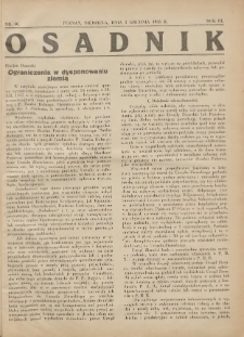 Osadnik. Dodatek do: Poradnik Gospodarski: pismo tygodniowe: organ kółek rolniczych w Wielkiem Księstwie Poznańskiem: organ kółek włościańsko-rolniczych w Wielkiem Księstwie Poznańskiem. 1933.12.03 R.3 Nr46