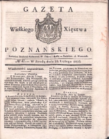 Gazeta Wielkiego Xięstwa Poznańskiego 1835.02.25 Nr47