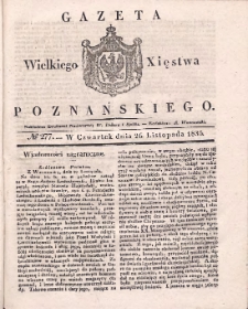 Gazeta Wielkiego Xięstwa Poznańskiego 1835.11.26 Nr277