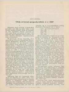 Ubój zwierząt gospodarskich w r. 1927