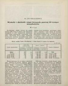 Wydatki i dochody miast liczące poniżej 20 tysięcy mieszkańców