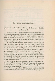 Spółdzielnie w latach 1922-1924 - zjednoczenie związków spółdzielczych