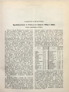 Spółdzielnie w Polsce w latach 1925 i 1926. Liczba spółdzielni w Polsce.