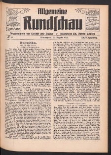 Allgemeine Rundschau: Wochenschrift für Politik und Kultur 1927.08.20 Jg. 24 Nr33