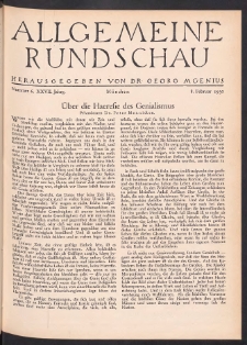 Allgemeine Rundschau: Wochenschrift für Politik und Kultur 1930.02.08 Jg. 27 Nr6