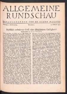Allgemeine Rundschau: Wochenschrift für Politik und Kultur 1930.02.15 Jg. 27 Nr7