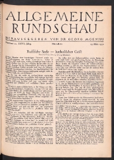 Allgemeine Rundschau: Wochenschrift für Politik und Kultur 1930.03.15 Jg. 27 Nr11