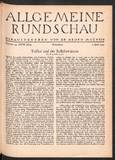 Allgemeine Rundschau: Wochenschrift für Politik und Kultur 1930.04.05 Jg. 27 Nr14