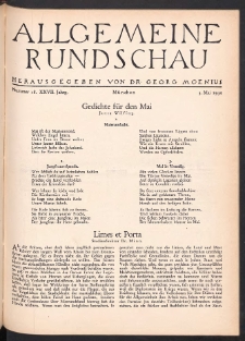 Allgemeine Rundschau: Wochenschrift für Politik und Kultur 1930.05.03 Jg. 27 Nr18
