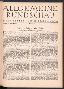 Allgemeine Rundschau: Wochenschrift für Politik und Kultur 1930.05.24 Jg. 27 Nr21