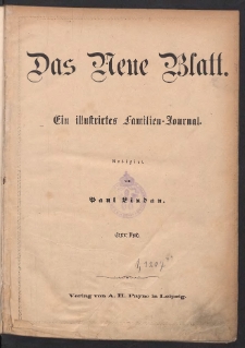 Das Neue Blatt: ein illustriertes Familien-Journal 1870 Bd. 1 Nr1