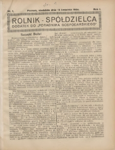 Rolnik-Spółdzielca 1924.04.13 R.1 Nr1
