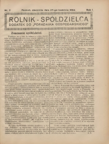 Rolnik-Spółdzielca 1924.04.27 R.1 Nr2