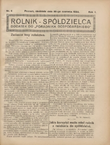 Rolnik-Spółdzielca 1924.06.22 R.1 Nr6