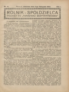Rolnik-Spółdzielca 1924.11.02 R.1 Nr15