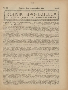Rolnik-Spółdzielca 1924.12.14 R.1 Nr18