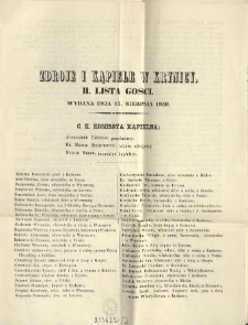 Zdroje i kąpiele w Krynicy. Lista gości wydana dnia 15. sierpnia 1859