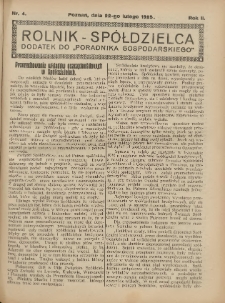 Rolnik-Spółdzielca 1925.02.22. R2 Nr4