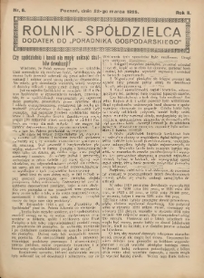 Rolnik-Spółdzielca 1925.03.22 R.2 Nr6