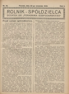 Rolnik-Spółdzielca 1925.09.20 R.2 Nr19