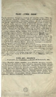 Polacy - Litwini - Rusini ! [Inc.:] Ważną bez zaprzeczenia uroczystością narodową był obchód Unii Litwy z Polską dopełnionej [...]