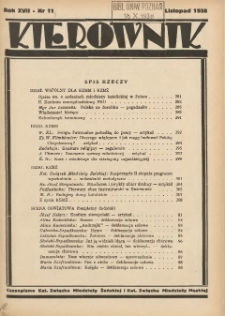 Kierownik: czasopismo Kat. Związku Młodzieży Żeńskiej i Kat. Związku Młodzieży Męskiej 1938.11 R.17 Nr11