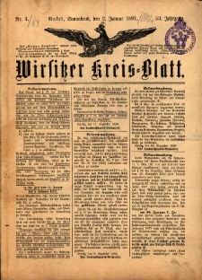 Wirsitzer Kreis-Blatt: herausgegeben vom Königlichen Landraths-Amte 1897.01.02 Jg.53 Nr1