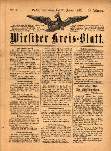 Wirsitzer Kreis-Blatt: herausgegeben vom Königlichen Landraths-Amte 1897.01.30 Jg.53 Nr9