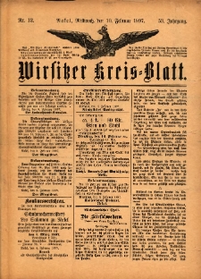 Wirsitzer Kreis-Blatt: herausgegeben vom Königlichen Landraths-Amte 1897.02.10 Jg.53 Nr12
