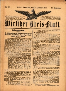 Wirsitzer Kreis-Blatt: herausgegeben vom Königlichen Landraths-Amte 1897.02.13 Jg.53 Nr13