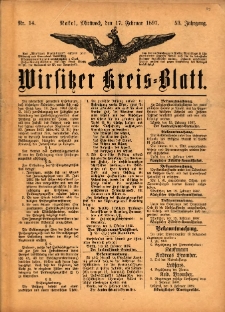 Wirsitzer Kreis-Blatt: herausgegeben vom Königlichen Landraths-Amte 1897.02.17 Jg.53 Nr14