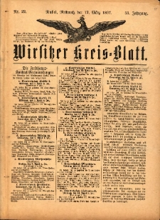 Wirsitzer Kreis-Blatt: herausgegeben vom Königlichen Landraths-Amte 1897.03.17 Jg.53 Nr22