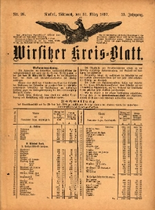 Wirsitzer Kreis-Blatt: herausgegeben vom Königlichen Landraths-Amte 1897.03.31 Jg.53 Nr26