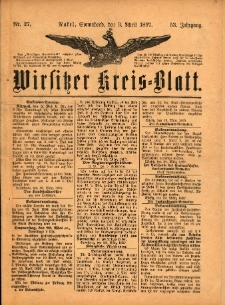 Wirsitzer Kreis-Blatt: herausgegeben vom Königlichen Landraths-Amte 1897.04.03 Jg.53 Nr27