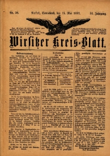 Wirsitzer Kreis-Blatt: herausgegeben vom Königlichen Landraths-Amte 1897.05.15 Jg.53 Nr38