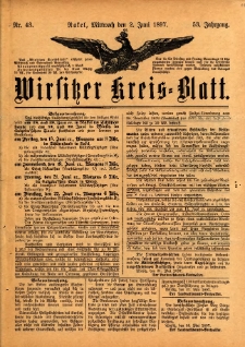 Wirsitzer Kreis-Blatt: herausgegeben vom Königlichen Landraths-Amte 1897.06.02 Jg.53 Nr43