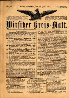 Wirsitzer Kreis-Blatt: herausgegeben vom Königlichen Landraths-Amte 1897.06.12 Jg.53 Nr46