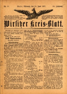 Wirsitzer Kreis-Blatt: herausgegeben vom Königlichen Landraths-Amte 1897.06.30 Jg.53 Nr51