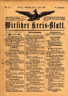 Wirsitzer Kreis-Blatt: herausgegeben vom Königlichen Landraths-Amte 1897.07.07 Jg.53 Nr53