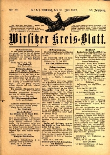Wirsitzer Kreis-Blatt: herausgegeben vom Königlichen Landraths-Amte 1897.07.21 Jg.53 Nr57