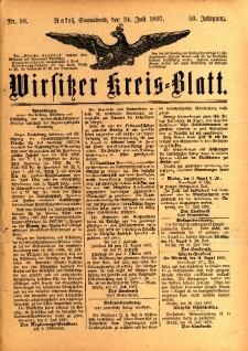 Wirsitzer Kreis-Blatt: herausgegeben vom Königlichen Landraths-Amte 1897.07.24 Jg.53 Nr58